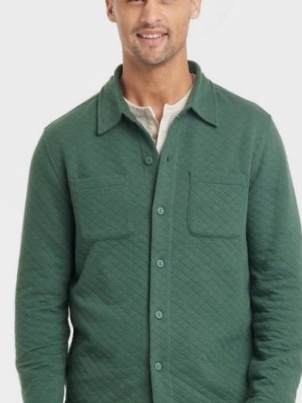 NEW Goodfellow & Co Target Quilted Green Men's Button-Up Shacket/Jacket